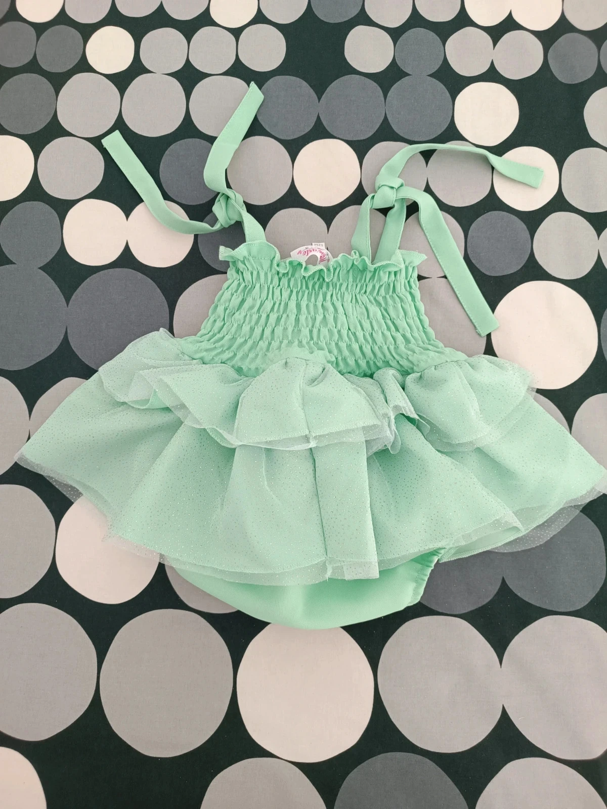 Mint Green shiny dress 💚 | 12 months | Handmade | New with tag – photo 3